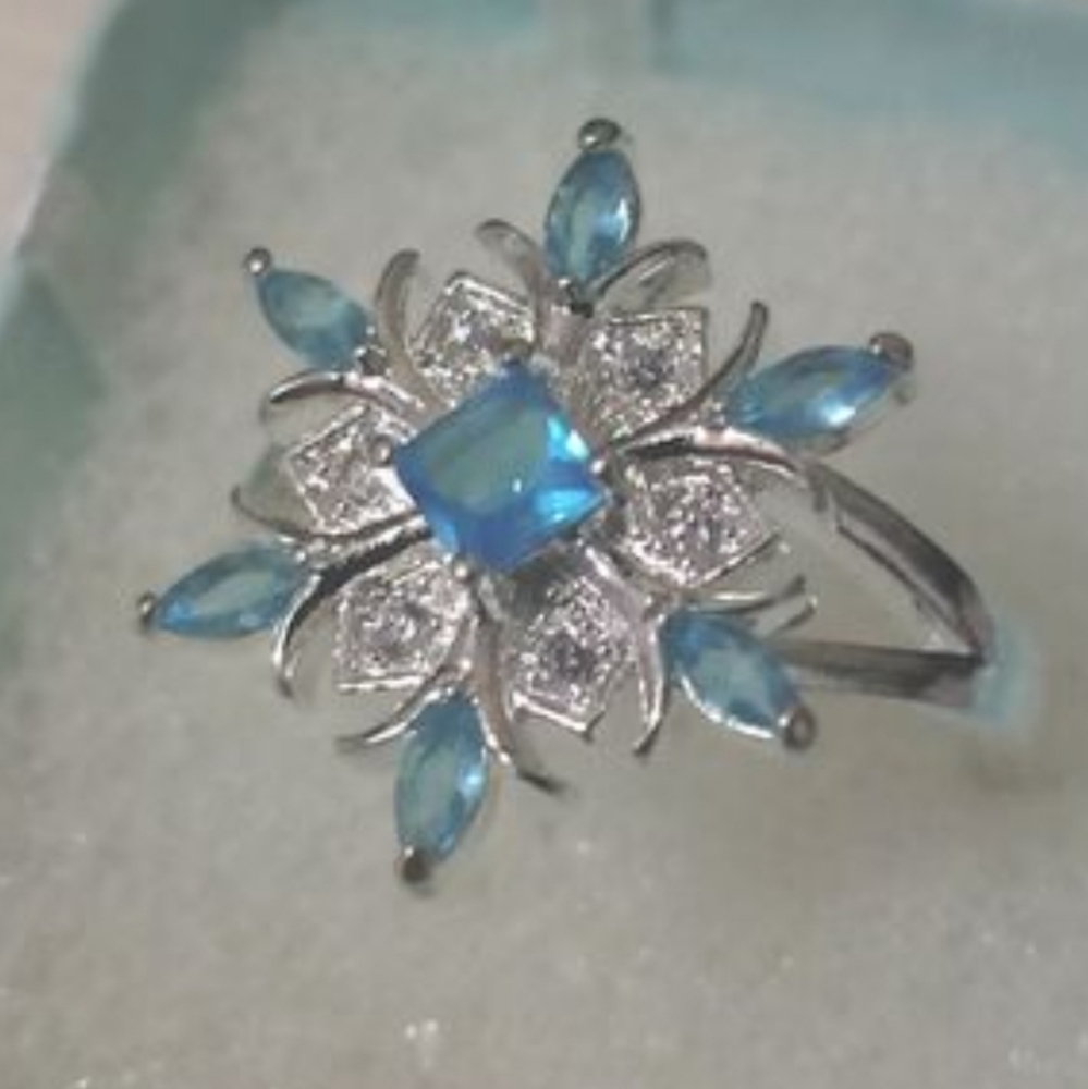 Elegant Silver and Blue Gemstone Ring
